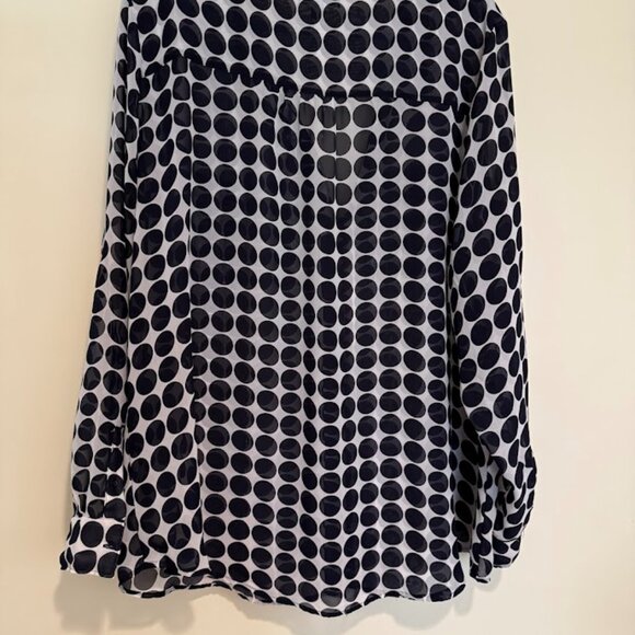 Gap Navy Blue Polka Dot Sheer Blouse, Size XXL - Picture 2 of 5